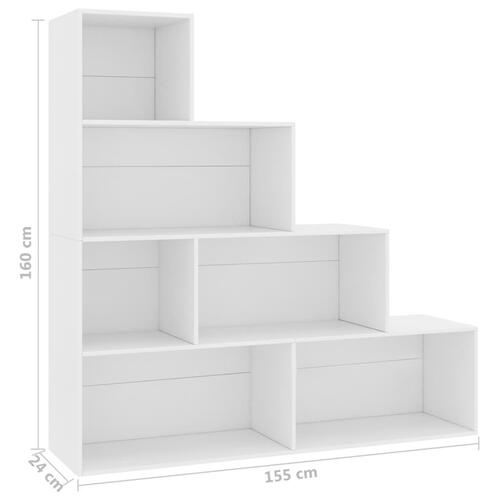Bogreol/rumdeler 155x24x160 cm konstrueret træ hvid
