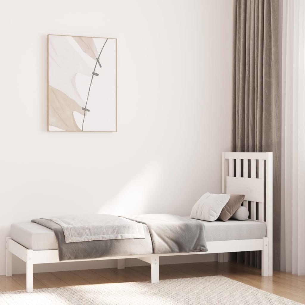 Sengeramme 75x190 cm Small Single massivt fyrretræ hvid