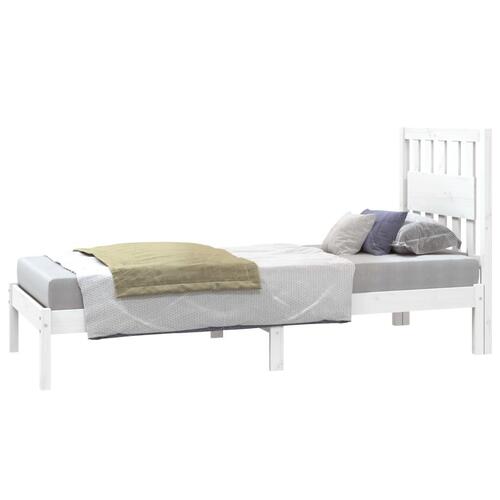 Sengeramme 75x190 cm Small Single massivt fyrretræ hvid