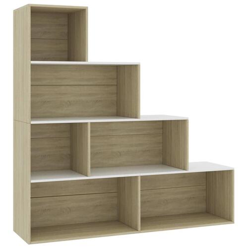 Bogreol/rumdeler 155x24x160cm konstrueret træ hvid og sonoma-eg