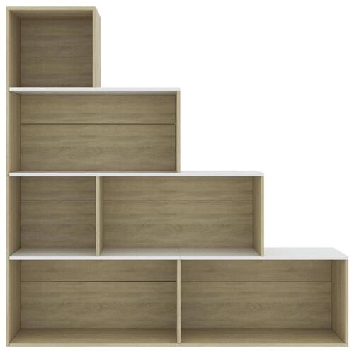Bogreol/rumdeler 155x24x160cm konstrueret træ hvid og sonoma-eg