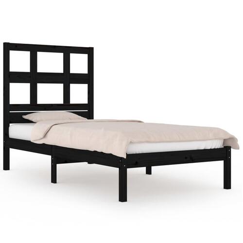 Sengeramme 100x200 cm massivt fyrretræ sort