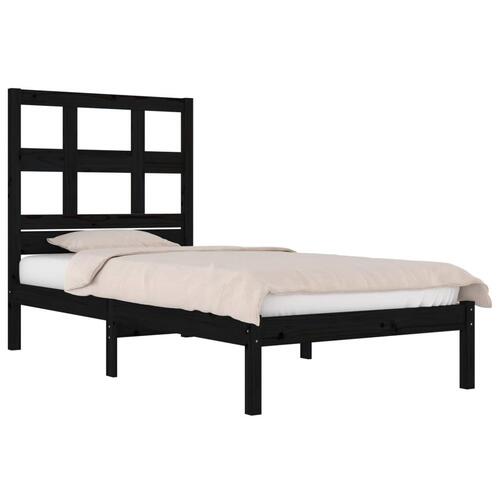 Sengeramme 100x200 cm massivt fyrretræ sort
