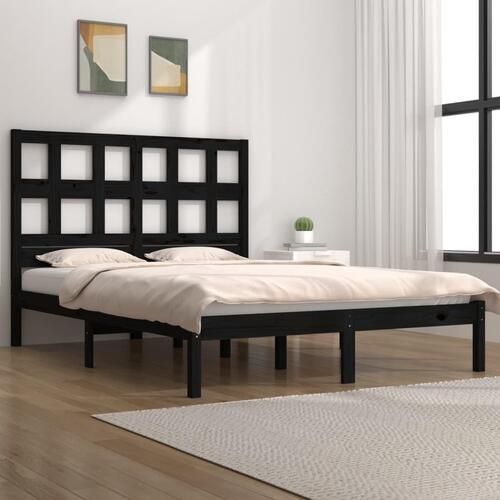 Sengeramme 200x200 cm massivt fyrretræ sort