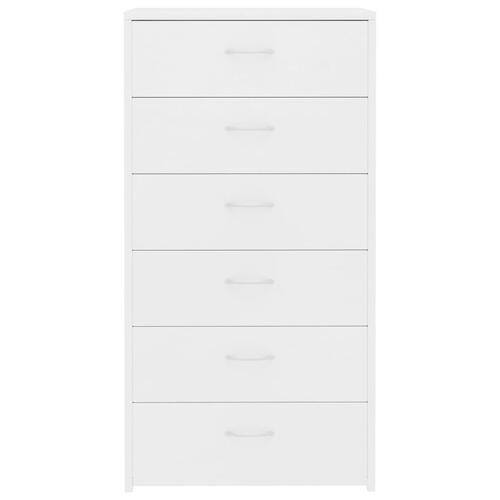 Kommode med 6 skuffer 50x34x96 cm konstrueret træ hvid