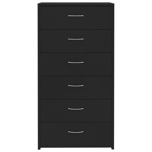 Kommode med 6 skuffer 50x34x96 cm konstrueret træ sort