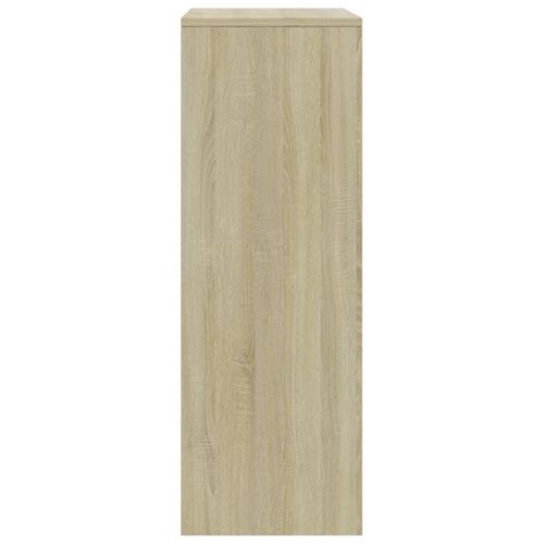 Skænk med 7 skuffer 50 x 34 x 96 cm spånplade hvid og sonoma-eg