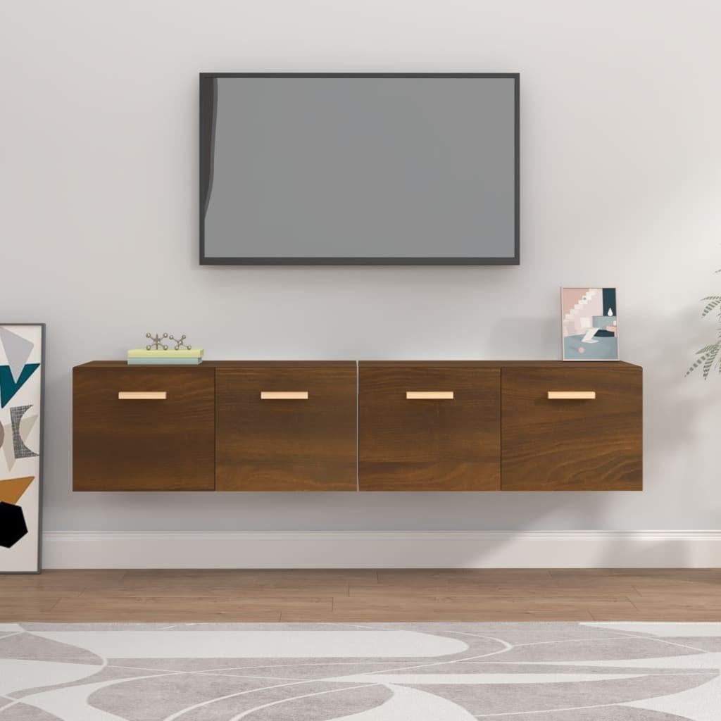 Vægskabe 2 stk. 80x35x36,5 cm konstrueret træ brun egetræ
