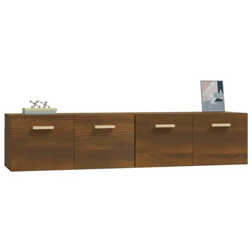 Vægskabe 2 stk. 80x35x36,5 cm konstrueret træ brun egetræ