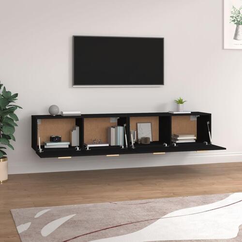Vægskabe 2 stk. 100x36,5x35 cm konstrueret træ sort