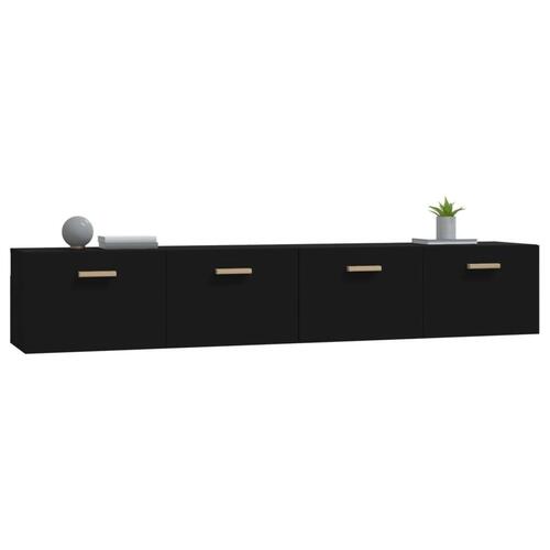 Vægskabe 2 stk. 100x36,5x35 cm konstrueret træ sort
