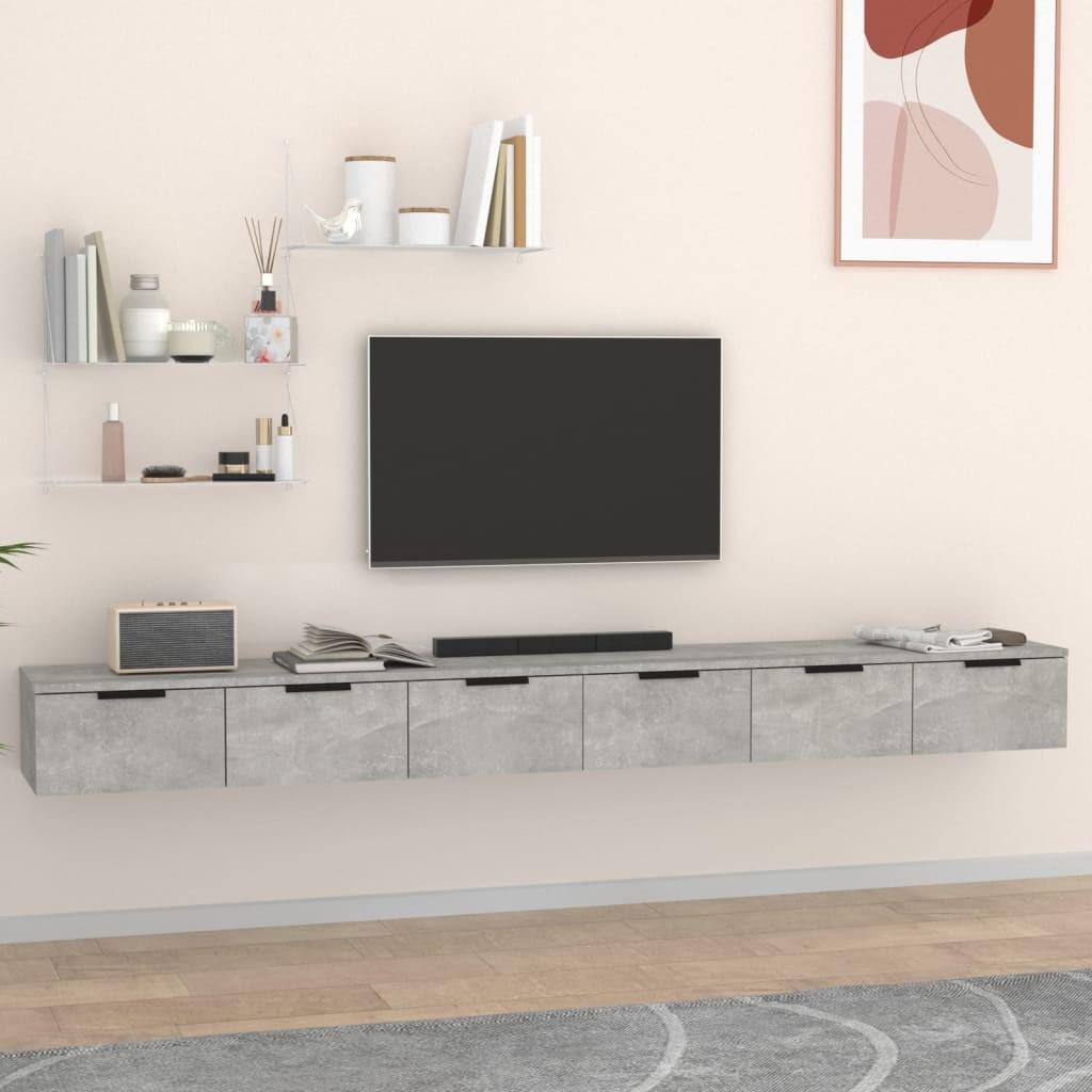 Vægskabe 2 stk. 102x30x20 cm konstrueret træ betongrå