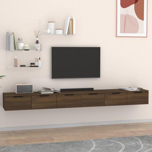 Vægskabe 2 stk. 102x30x20 cm konstrueret træ brun egetræsfarve
