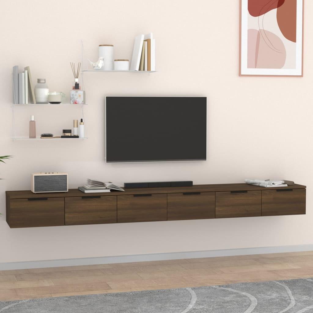 Vægskabe 2 stk. 102x30x20 cm konstrueret træ brun egetræsfarve