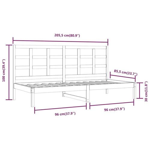 Daybed 80x200 cm massivt fyrretræ hvid