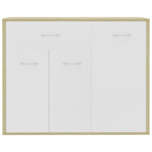 Skænk 88x30x70 cm konstrueret træ hvid og sonoma-eg