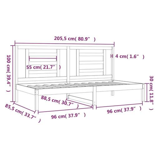 Daybed 80x200 cm massivt fyrretræ hvid
