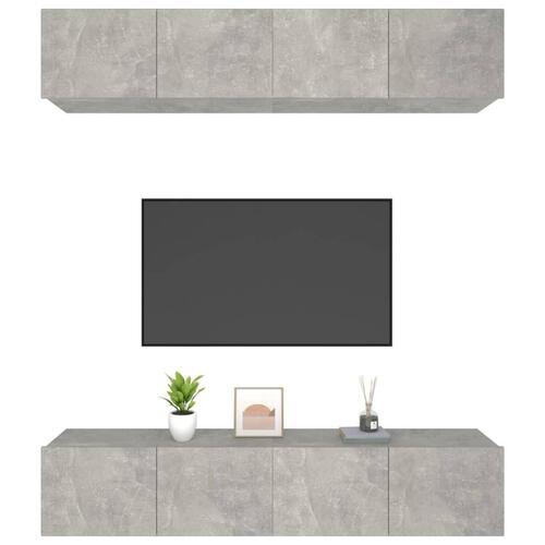 Tv-skabe 4 stk. 80x30x30 cm konstrueret træ betongrå