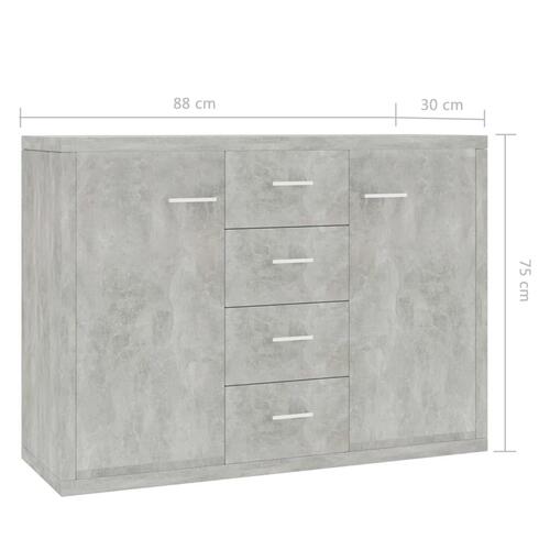 Skænk 88x30x65 cm konstrueret træ betongrå