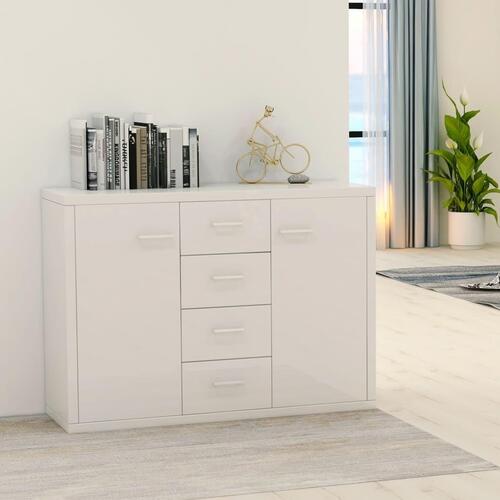 Skænk 88x30x65 cm konstrueret træ hvid højglans