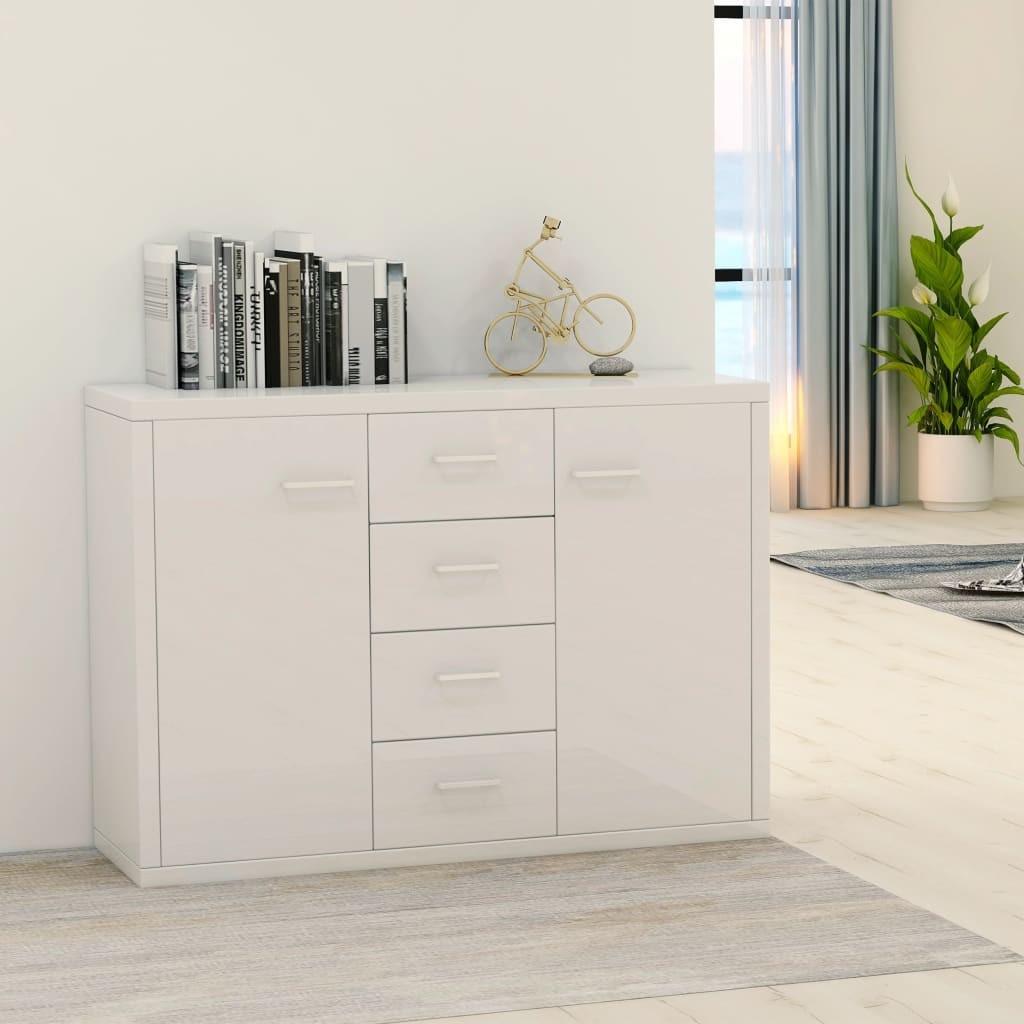 Skænk 88x30x65 cm konstrueret træ hvid højglans