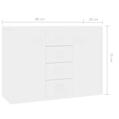 Skænk 88 x 30 x 65 cm spånplade hvid højglans