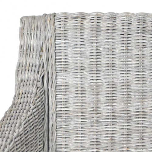 Spisebordsstol med hynde naturlig rattan grå