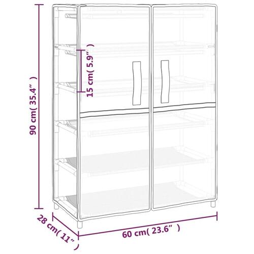 Skoskab 60x28x90 stof cremefarvet