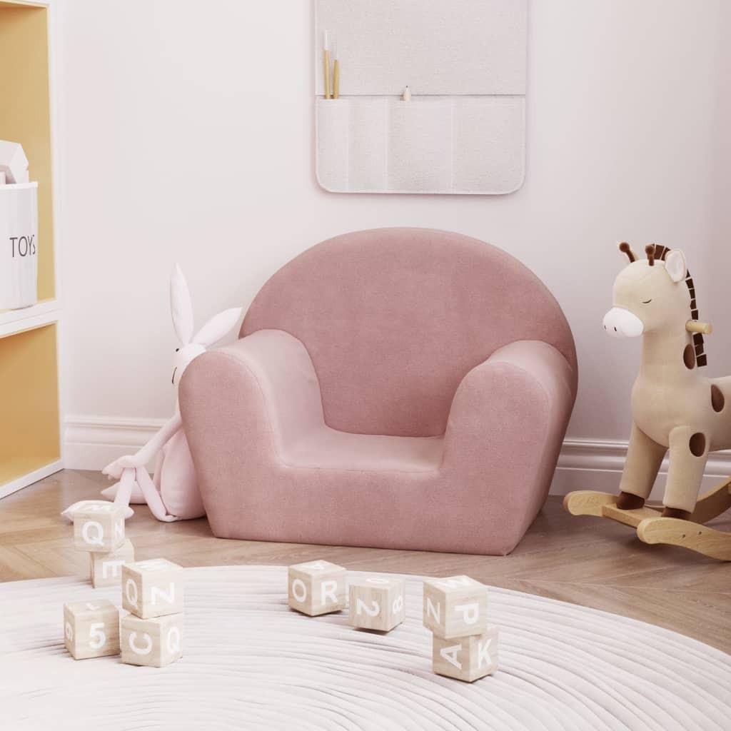 Sofa til børn blødt plys pink