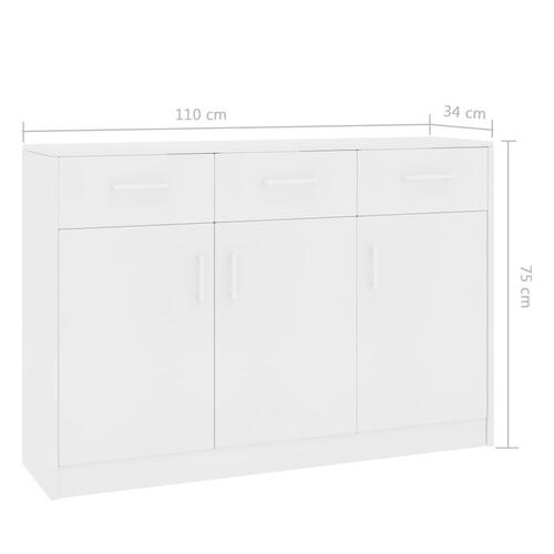 Skænk 110x30x75 spånplade hvid