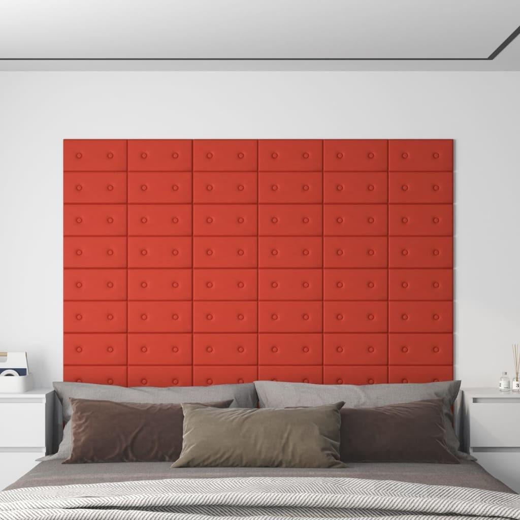 Vægpaneler 12 stk. 30x15 cm 0,54 m² kunstlæder rød