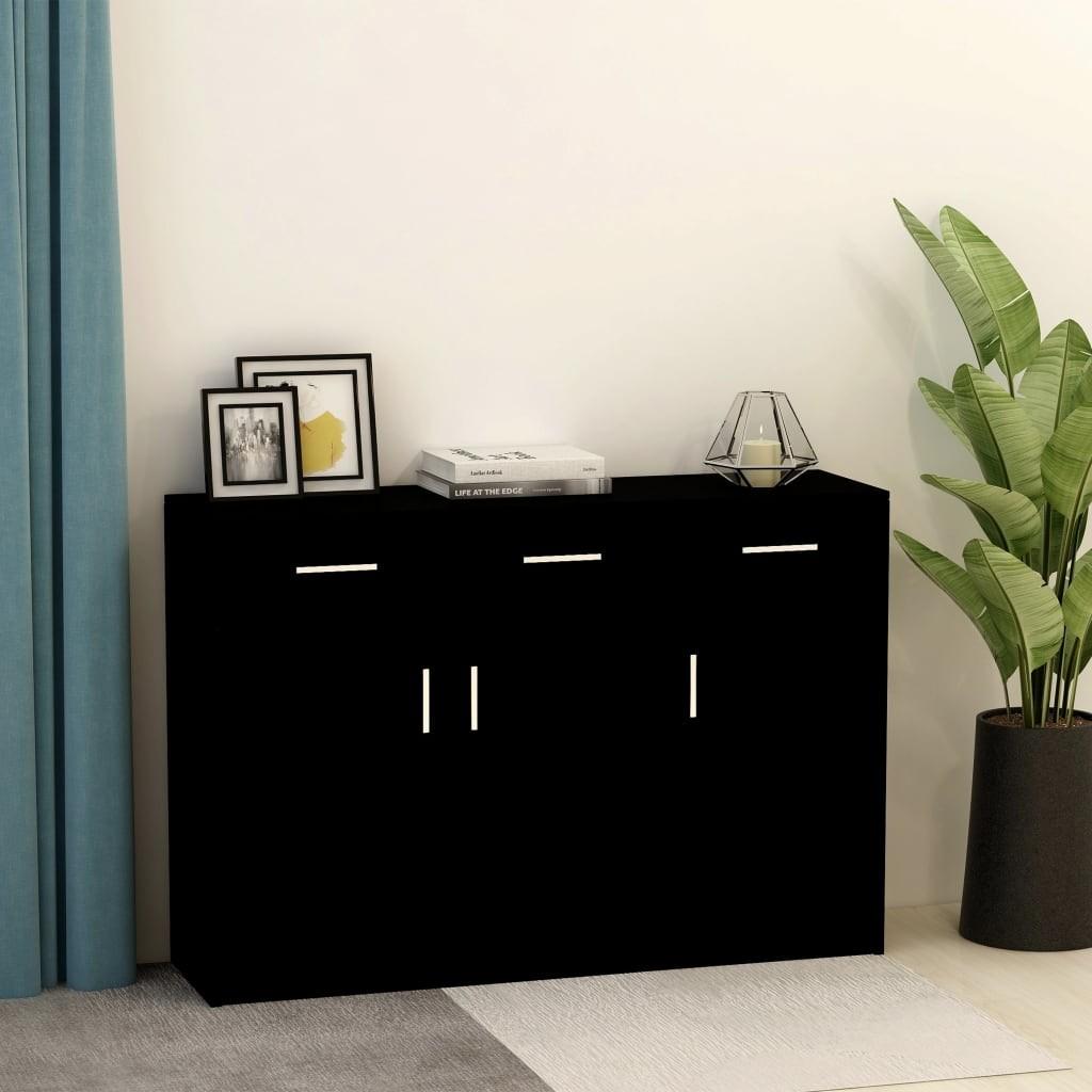 Skænk 110x30x75 cm spånplade sort
