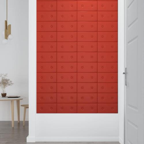Vægpaneler 12 stk. 30x15 cm 0,54 m² kunstlæder rød