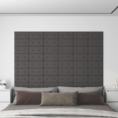 Vægpaneler 12 stk. 30x15 cm 0,54 m² kunstlæder grå