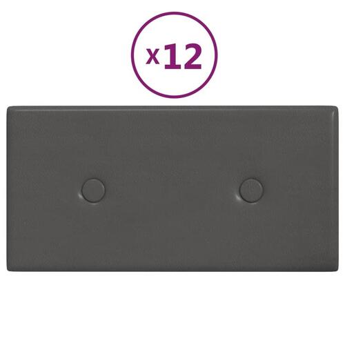 Vægpaneler 12 stk. 30x15 cm 0,54 m² kunstlæder grå