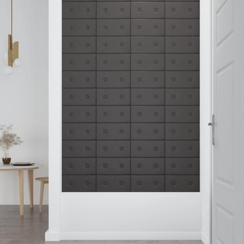 Vægpaneler 12 stk. 30x15 cm 0,54 m² kunstlæder grå