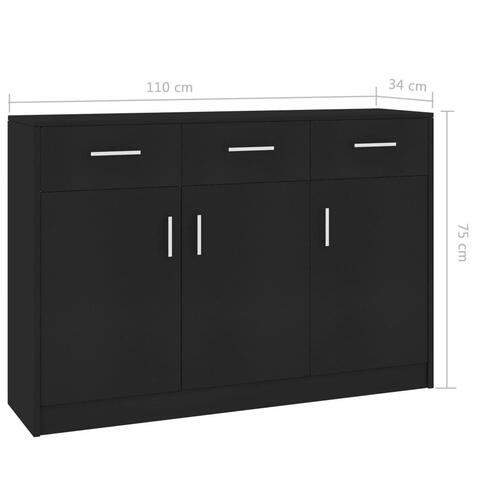 Skænk 110x30x75 cm spånplade sort