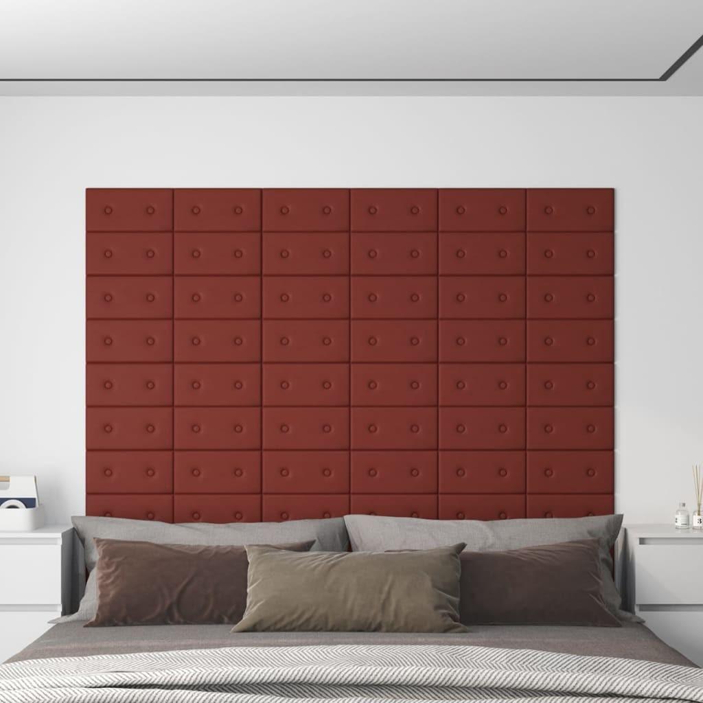 Vægpaneler 12 stk. 30x15 cm 0,54 m² kunstlæder vinrød