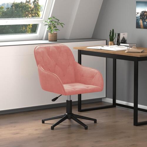 Drejelig kontorstol fløjl pink