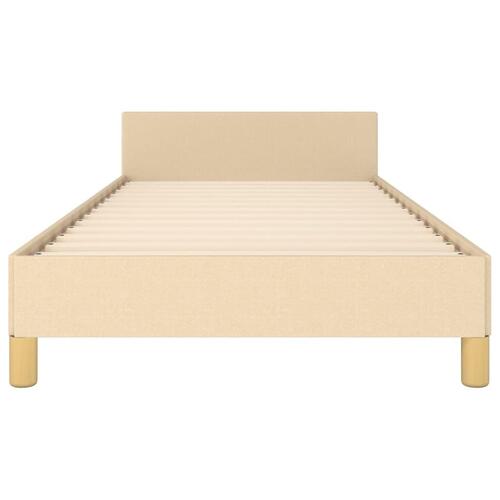 Sengeramme med hovedgærde uden madras Creme 90x190 cm Stof