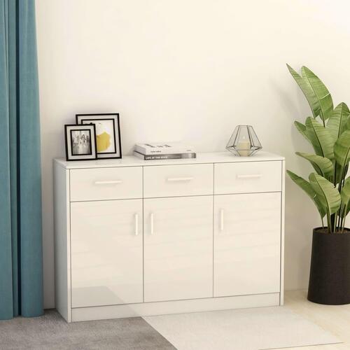 Skænk 110x30x75 cm spånplade hvid højglans