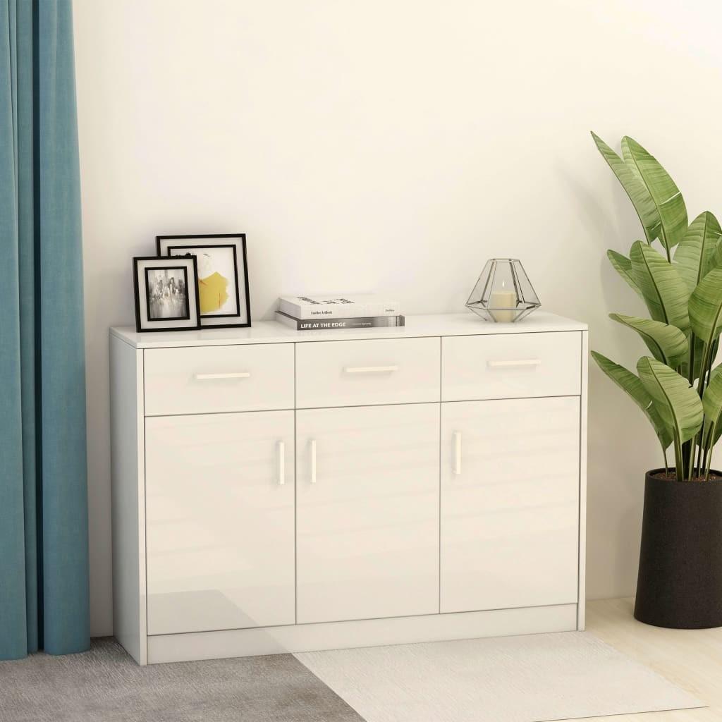 Skænk 110x30x75 cm spånplade hvid højglans