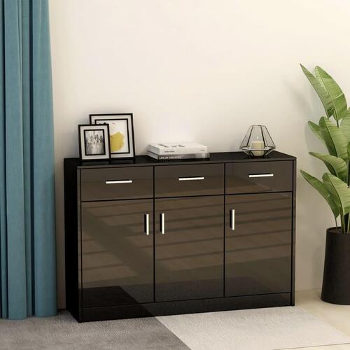Skænk 110x30x75 cm spånplade sort højglans