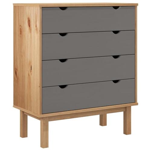Kommode OTTA 76,5x39,5x90 cm massivt fyrretræ brun og grå