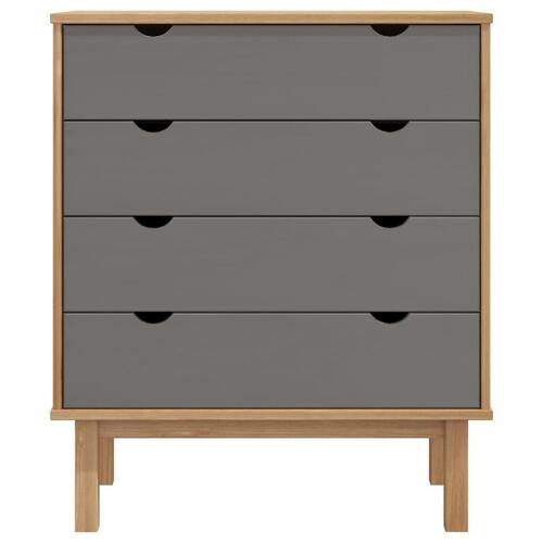 Kommode OTTA 76,5x39,5x90 cm massivt fyrretræ brun og grå