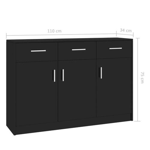 Skænk 110x30x75 cm spånplade sort højglans