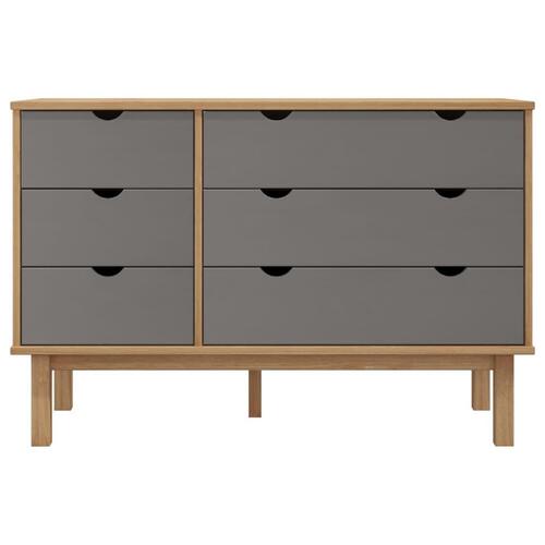 Kommode OTTA 111x43x73,5 cm massivt fyrretræ brun og grå
