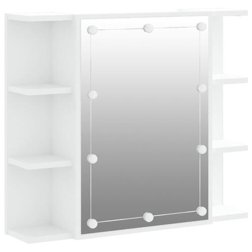Spejlskab med LED-lys 70x16,5x60 cm hvid