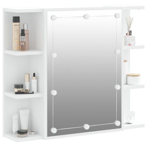 Spejlskab med LED-lys 70x16,5x60 cm hvid
