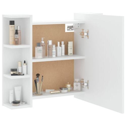 Spejlskab med LED-lys 70x16,5x60 cm hvid